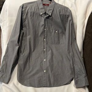 7 For All Mankind l/s button shirt. Grey color w/ blue dots 100% cotton.